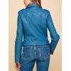 imageLock and Love Slim Fit Stylish Vegan Leather Moto Jacket for Women  PU Biker Motorcycle CoatWjc1849blue