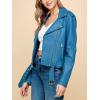 imageLock and Love Slim Fit Stylish Vegan Leather Moto Jacket for Women  PU Biker Motorcycle CoatWjc1849blue
