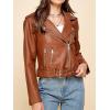 imageLock and Love Slim Fit Stylish Vegan Leather Moto Jacket for Women  PU Biker Motorcycle CoatWjc1849camel