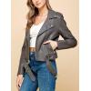 imageLock and Love Slim Fit Stylish Vegan Leather Moto Jacket for Women  PU Biker Motorcycle CoatWjc1849grey