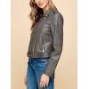 imageLock and Love Slim Fit Stylish Vegan Leather Moto Jacket for Women  PU Biker Motorcycle CoatWjc1849grey