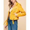 imageLock and Love Slim Fit Stylish Vegan Leather Moto Jacket for Women  PU Biker Motorcycle CoatWjc1849mustard