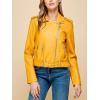 imageLock and Love Slim Fit Stylish Vegan Leather Moto Jacket for Women  PU Biker Motorcycle CoatWjc1849mustard