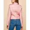 imageLock and Love Slim Fit Stylish Vegan Leather Moto Jacket for Women  PU Biker Motorcycle CoatWjc1849pink
