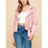 imageLock and Love Slim Fit Stylish Vegan Leather Moto Jacket for Women  PU Biker Motorcycle CoatWjc1849pink