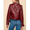 imageLock and Love Slim Fit Stylish Vegan Leather Moto Jacket for Women  PU Biker Motorcycle CoatWjc1849wine