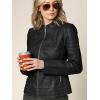 imageLock and Love Slim Fit Stylish Vegan Leather Moto Jacket for Women  PU Biker Motorcycle CoatWjc746black