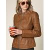 imageLock and Love Slim Fit Stylish Vegan Leather Moto Jacket for Women  PU Biker Motorcycle CoatWjc746camel