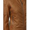 imageLock and Love Slim Fit Stylish Vegan Leather Moto Jacket for Women  PU Biker Motorcycle CoatWjc746camel