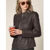 imageLock and Love Slim Fit Stylish Vegan Leather Moto Jacket for Women  PU Biker Motorcycle CoatWjc746coffee