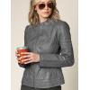 imageLock and Love Slim Fit Stylish Vegan Leather Moto Jacket for Women  PU Biker Motorcycle CoatWjc746grey