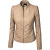 imageLock and Love Slim Fit Stylish Vegan Leather Moto Jacket for Women  PU Biker Motorcycle CoatWjc746khaki