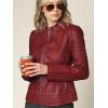 imageLock and Love Slim Fit Stylish Vegan Leather Moto Jacket for Women  PU Biker Motorcycle CoatWjc746red