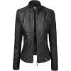imageLock and Love Slim Fit Stylish Vegan Leather Moto Jacket for Women  PU Biker Motorcycle CoatWjc747black