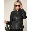 imageLock and Love Slim Fit Stylish Vegan Leather Moto Jacket for Women  PU Biker Motorcycle CoatWjc747black
