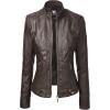 imageLock and Love Slim Fit Stylish Vegan Leather Moto Jacket for Women  PU Biker Motorcycle CoatWjc747coffee