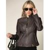 imageLock and Love Slim Fit Stylish Vegan Leather Moto Jacket for Women  PU Biker Motorcycle CoatWjc747coffee