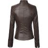 imageLock and Love Slim Fit Stylish Vegan Leather Moto Jacket for Women  PU Biker Motorcycle CoatWjc747coffee