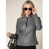imageLock and Love Slim Fit Stylish Vegan Leather Moto Jacket for Women  PU Biker Motorcycle CoatWjc747grey