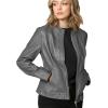 imageLock and Love Slim Fit Stylish Vegan Leather Moto Jacket for Women  PU Biker Motorcycle CoatWjc747grey