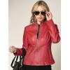 imageLock and Love Slim Fit Stylish Vegan Leather Moto Jacket for Women  PU Biker Motorcycle CoatWjc747red