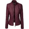 imageLock and Love Slim Fit Stylish Vegan Leather Moto Jacket for Women  PU Biker Motorcycle CoatWjc747wine