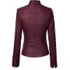 imageLock and Love Slim Fit Stylish Vegan Leather Moto Jacket for Women  PU Biker Motorcycle CoatWjc747wine