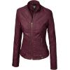 imageLock and Love Slim Fit Stylish Vegan Leather Moto Jacket for Women  PU Biker Motorcycle CoatWjc747wine