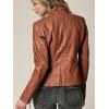 imageLock and Love Slim Fit Stylish Vegan Leather Moto Jacket for Women  PU Biker Motorcycle CoatWjc877camel