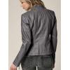 imageLock and Love Slim Fit Stylish Vegan Leather Moto Jacket for Women  PU Biker Motorcycle CoatWjc877grey