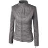 imageLock and Love Slim Fit Stylish Vegan Leather Moto Jacket for Women  PU Biker Motorcycle CoatWjc877grey