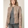 imageLock and Love Slim Fit Stylish Vegan Leather Moto Jacket for Women  PU Biker Motorcycle CoatWjc877khaki