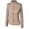 imageLock and Love Slim Fit Stylish Vegan Leather Moto Jacket for Women  PU Biker Motorcycle CoatWjc877khaki
