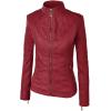 imageLock and Love Slim Fit Stylish Vegan Leather Moto Jacket for Women  PU Biker Motorcycle CoatWjc877red
