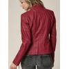 imageLock and Love Slim Fit Stylish Vegan Leather Moto Jacket for Women  PU Biker Motorcycle CoatWjc877red