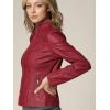 imageLock and Love Slim Fit Stylish Vegan Leather Moto Jacket for Women  PU Biker Motorcycle CoatWjc877red