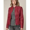 imageLock and Love Slim Fit Stylish Vegan Leather Moto Jacket for Women  PU Biker Motorcycle CoatWjc877red