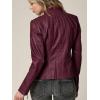 imageLock and Love Slim Fit Stylish Vegan Leather Moto Jacket for Women  PU Biker Motorcycle CoatWjc877wine