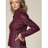 imageLock and Love Slim Fit Stylish Vegan Leather Moto Jacket for Women  PU Biker Motorcycle CoatWjc877wine