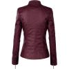 imageLock and Love Slim Fit Stylish Vegan Leather Moto Jacket for Women  PU Biker Motorcycle CoatWjc877wine