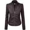 imageLock and Love Slim Fit Stylish Vegan Leather Moto Jacket for Women  PU Biker Motorcycle CoatWjc746coffee