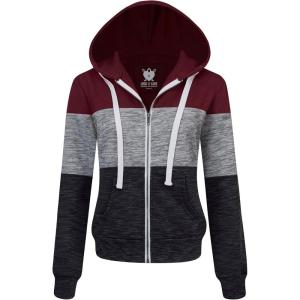 imageLock and Love Womens Active Casual Zipup Hoodie Jacket Long Sleeve Comfortable Lightweight SweatshirtWsk2302burgundy