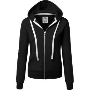imageLock and Love Womens Active Casual Zipup Hoodie Jacket Long Sleeve Comfortable Lightweight SweatshirtWsk954black