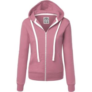 imageLock and Love Womens Active Casual Zipup Hoodie Jacket Long Sleeve Comfortable Lightweight SweatshirtWsk954dustpink