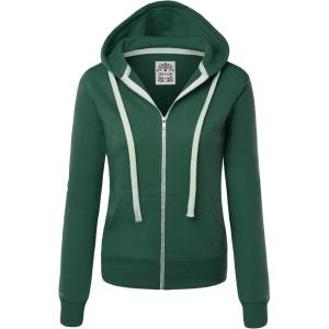 imageLock and Love Womens Active Casual Zipup Hoodie Jacket Long Sleeve Comfortable Lightweight SweatshirtWsk954huntergreen
