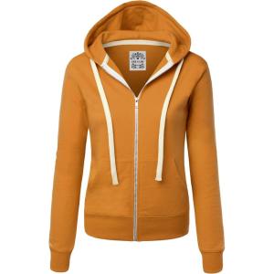 imageLock and Love Womens Active Casual Zipup Hoodie Jacket Long Sleeve Comfortable Lightweight SweatshirtWsk954mustard