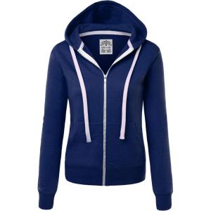 imageLock and Love Womens Active Casual Zipup Hoodie Jacket Long Sleeve Comfortable Lightweight SweatshirtWsk954navy