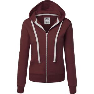 imageLock and Love Womens Active Casual Zipup Hoodie Jacket Long Sleeve Comfortable Lightweight SweatshirtWsk954wine