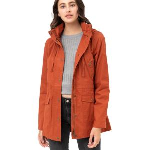 imageLock and Love Womens Casual Military Anorak Jacket  Lightweight Detachable Hooded Safari UtilityWjc1845rust
