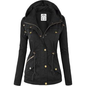 imageLock and Love Womens Casual Military Anorak Jacket  Lightweight Detachable Hooded Safari UtilityWjc643black